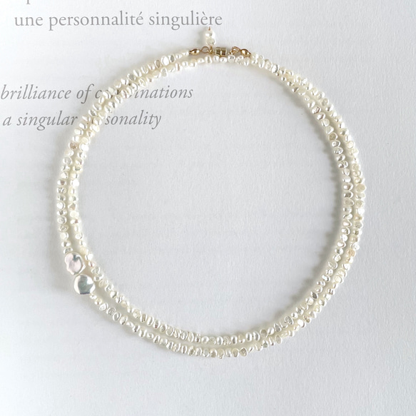 2 串項鍊，小扁平淡水罌粟珍珠，也適合長項鍊 第1張的照片