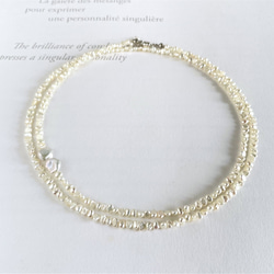 2 串項鍊，小扁平淡水罌粟珍珠，也適合長項鍊 第4張的照片