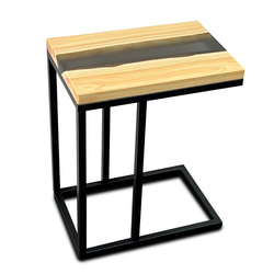 無垢板 ひのき 檜 天然木 サイドテーブル ソファーテーブル レジンテーブル 8枚目の画像