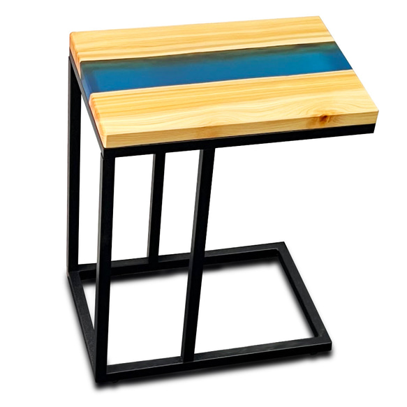 無垢板 ひのき 檜 天然木 サイドテーブル ソファーテーブル レジンテーブル 7枚目の画像