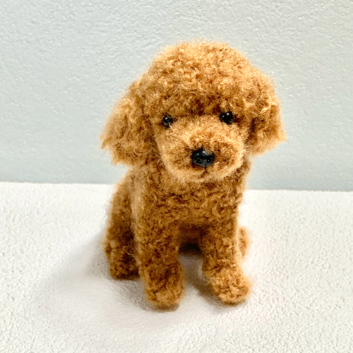 いつでもいっしょ♪ ふわふわ羊毛フェルトのレッドトイプードル 犬の