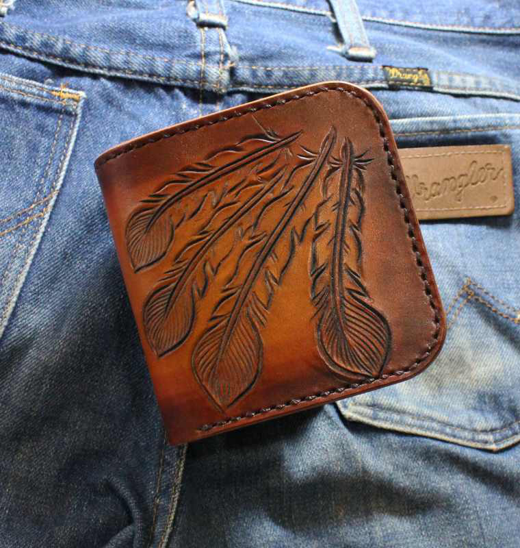 二つ折り財布　フェザー rm360　ヌメ革手縫い 24,750円