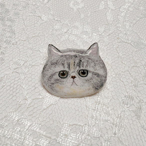 猫　エキゾチックショートヘア　刺繍　ブローチ エキゾチックショートヘア 猫 刺繍ブローチ