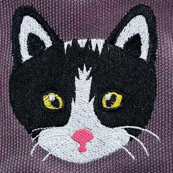 [特價商品] [免運費] 黑白貓刺繡拉鍊式帆布迷你背包，有很多口袋 第17張的照片