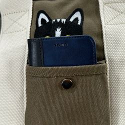 [特價商品] [免運費] 黑白貓刺繡拉鍊式帆布迷你背包，有很多口袋 第10張的照片