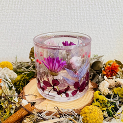 ボタニカルジェルキャンドルホルダー＊purple/蜜蝋ティーカップ・LED