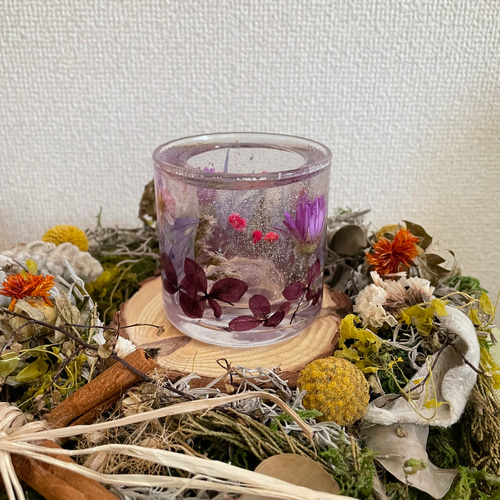 花柄キャンドルホルダー 11月誕生日 誕生月キャンドルホルダー 誕生花 11月 スターチス