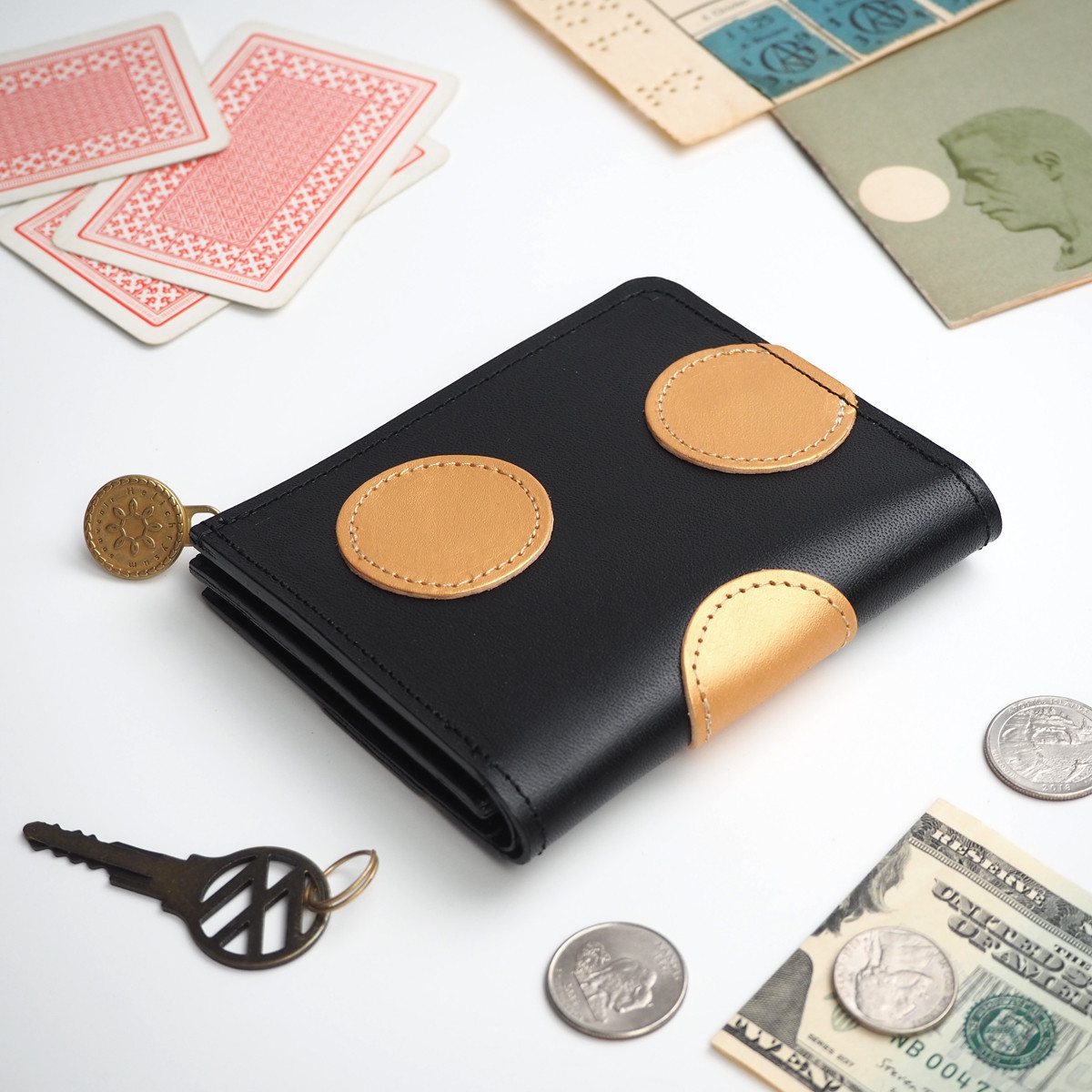 レザークラフト 特注黒色シボ革 L字ファスナー財布 黒色糸 受注製作 新入荷 レザークラフト 多目 黒色糸 L字ファスナー財布 特注黒色