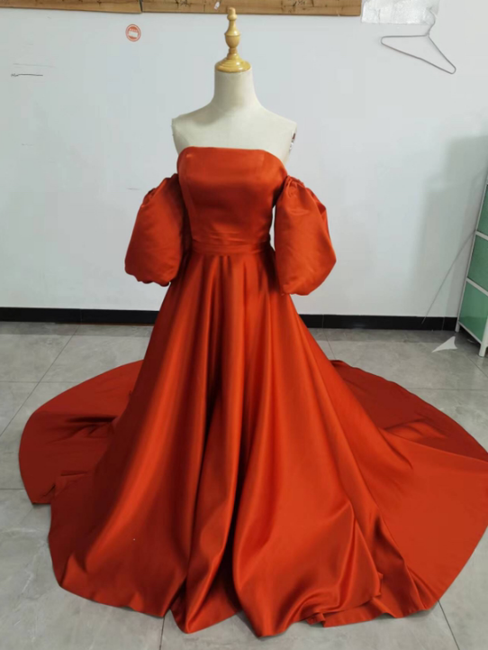 クラシカル カラードレス オレンジ ベアトップ けれ チュールスカート  