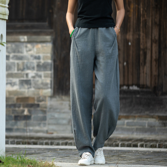 砂洗麻長褲，可選加厚，秋冬保暖#6170 第9張的照片