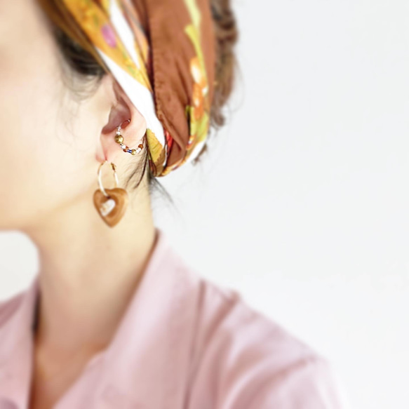 changing hoop earring no.4 真鍮　フープ　シルバー 　イヤリング　リング　イヤーカフ 5枚目の画像