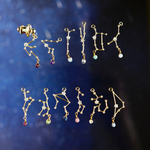 ピンブローチ】星座 × 誕生石（ラペルピン ブートニエール タイタック