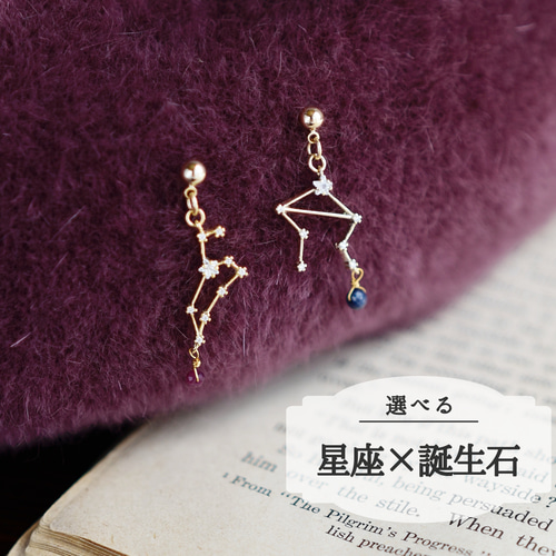 ピンブローチ】星座 × 誕生石（ラペルピン ブートニエール タイタック