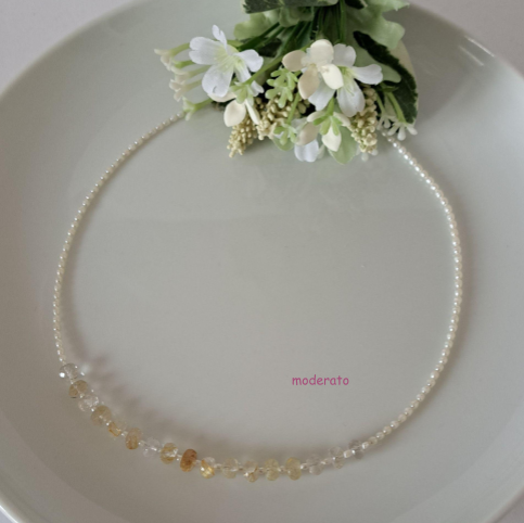 【ルチルクォーツ】淡水パールネックレス　MNE701