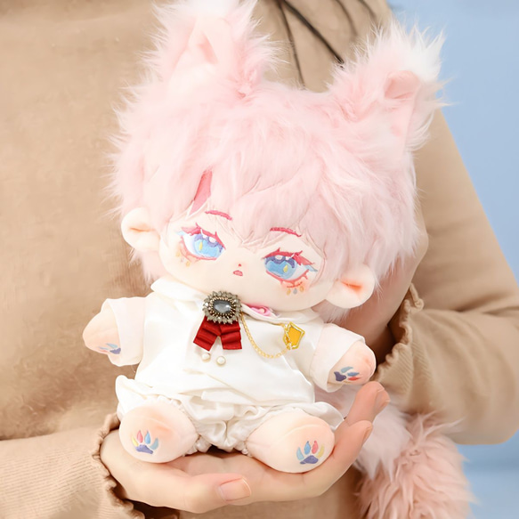 着せ替え ぬいぐるみ 無属性 ピンク ねこ耳？ しっぽ付き 10cmペア ぬいぐるみ 本体+耳+尻尾 着せ替え 無属性 黒＆ピンク