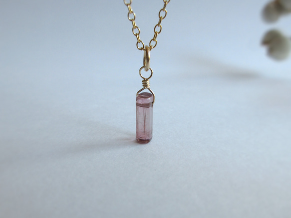 [十月誕生石] 8 x 3.3 mm「粉紅電氣石」14kgf 項鍊 第3張的照片