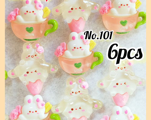 No.101 ハンドメイドパーツ デコパーツ カボション うさぎ アイス