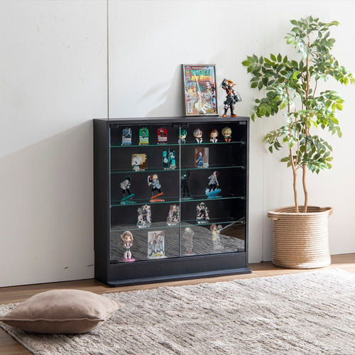 【幅80cm×奥行18cm】コレクションケース　ブラック 幅80cm×奥行18cm】コレクションケースブラック