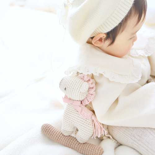 大切な赤ちゃんへ☆オールコットン 木馬のあみぐるみラトル おもちゃ