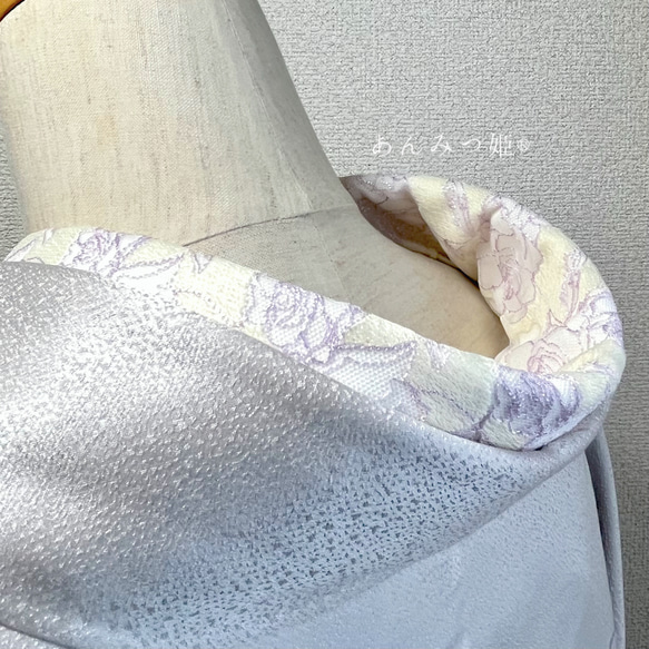 洗える刺繍半衿  ニュアンスカラーの透かし刺繍 5枚目の画像