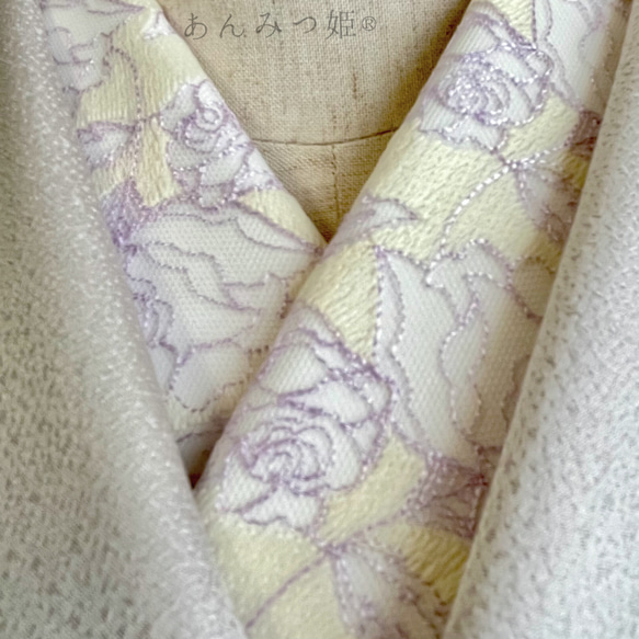 洗える刺繍半衿  ニュアンスカラーの透かし刺繍 4枚目の画像