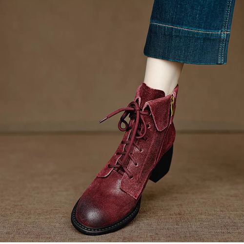 ブラウン スエード レースアップ ブーティ ウィンターセール】コース KOOS スエード レースアップ ショートブーツ