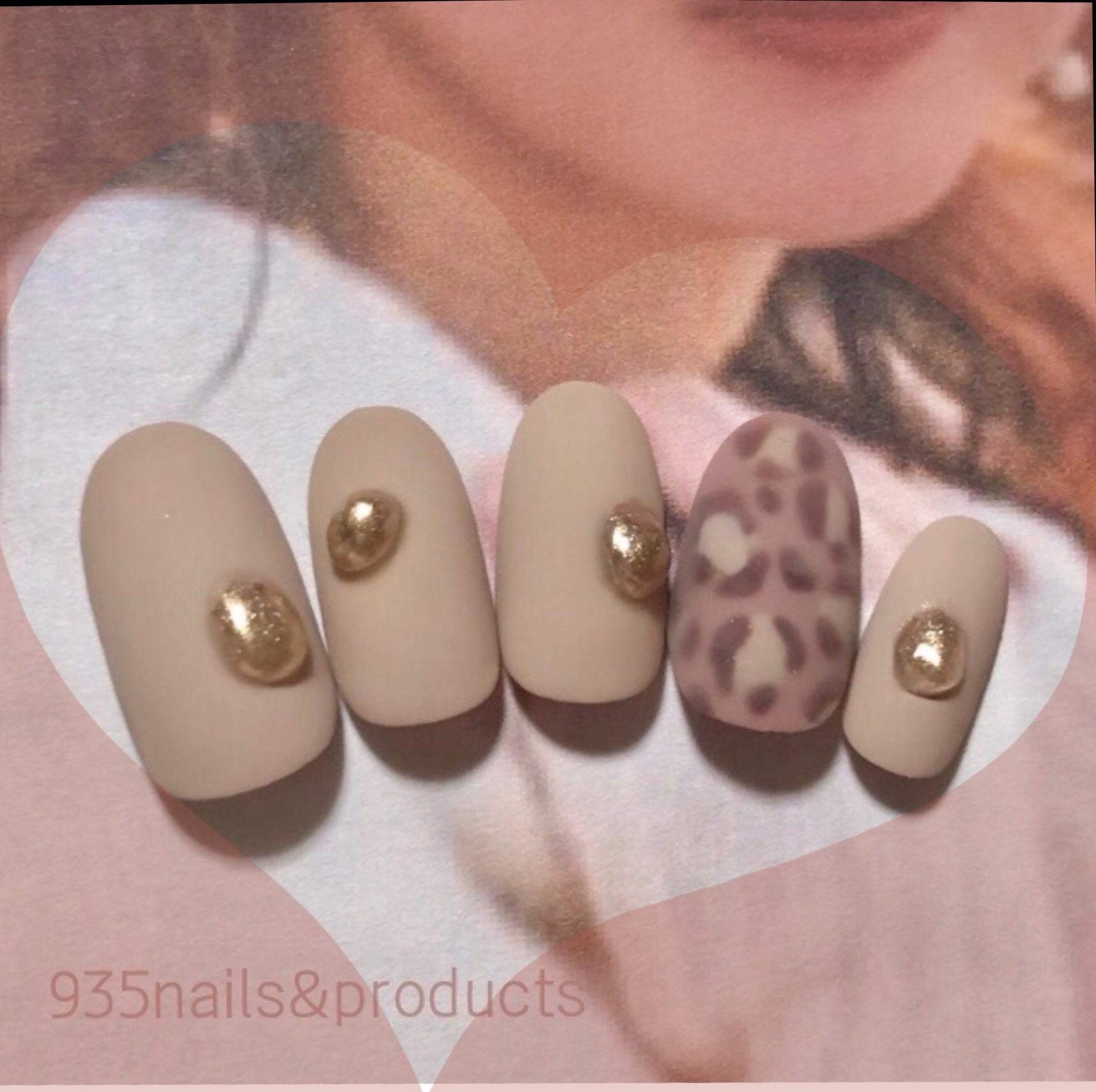 マグネットベース 大人可愛い レオパード柄 オーダーネイルチップNo.76