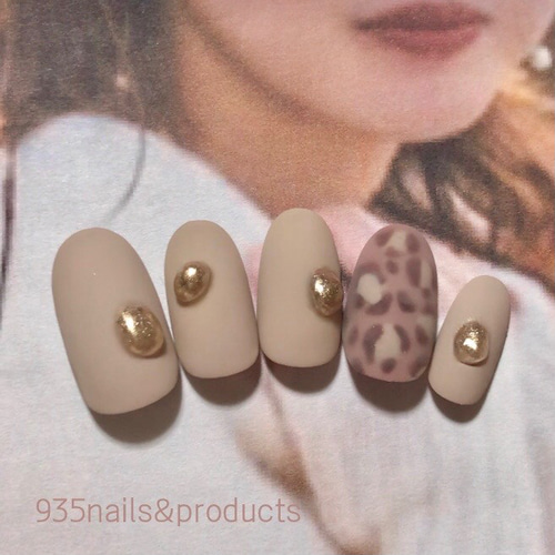 送料無料】ミルクティーベージュ×ミラー＆レオパード/ヒョウ柄 大人