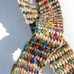 手織りのコットンとリネンのベルト、手織りのベルト - ブルーとグリーンのレインボースターストライプ、手撚りサリーシルク糸、クリス 11枚目の画像