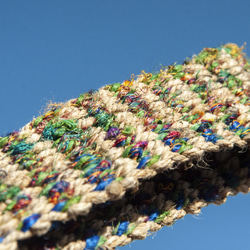 手織りのコットンとリネンのベルト、手織りのベルト - ブルーとグリーンのレインボースターストライプ、手撚りサリーシルク糸、クリス 14枚目の画像