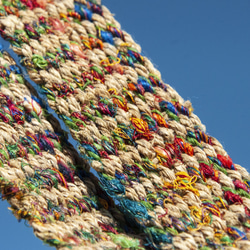 手織りのコットンとリネンのベルト、手織りのベルト - ブルーとグリーンのレインボースターストライプ、手撚りサリーシルク糸、クリス 13枚目の画像