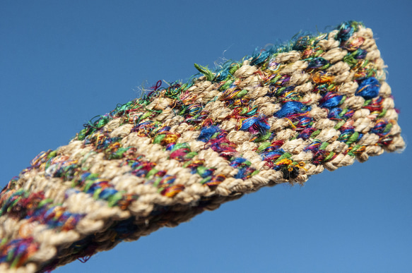 手織りのコットンとリネンのベルト、手織りのベルト - ブルーとグリーンのレインボースターストライプ、手撚りサリーシルク糸、クリス 4枚目の画像