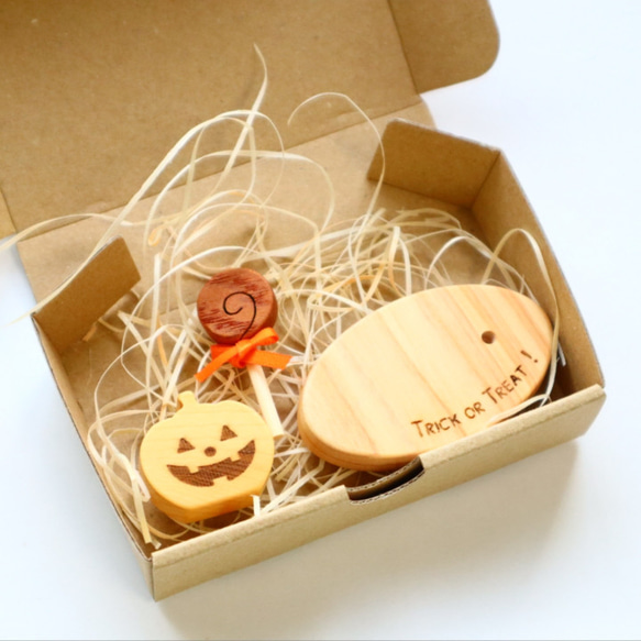 選べる！ちょこんと小さなハロウィン飾り　＊受注制作　木製季節飾り　国産無垢材使用　ジャック・オー・ランタン　 15枚目の画像