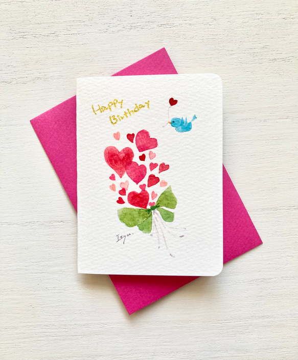 透明水彩画　2枚セット「ハリネズミくんの秋」ミニカード　メッセージカード　バースデーカード　はりねずみ　インコ　秋　紅葉 3枚目の画像