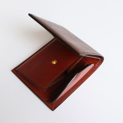 イタリアンレザーブッテーロ 二つ折り財布 メンズ 茶色　ブラウン　シボ　牛革　オリジナルレザー 4枚目の画像
