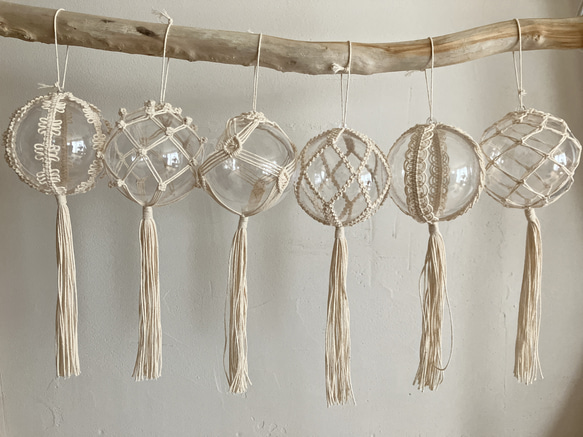 ◯8cm 6個set箱入り◯ クリアボールオーナメント　オーナメント　マクラメ 3枚目の画像