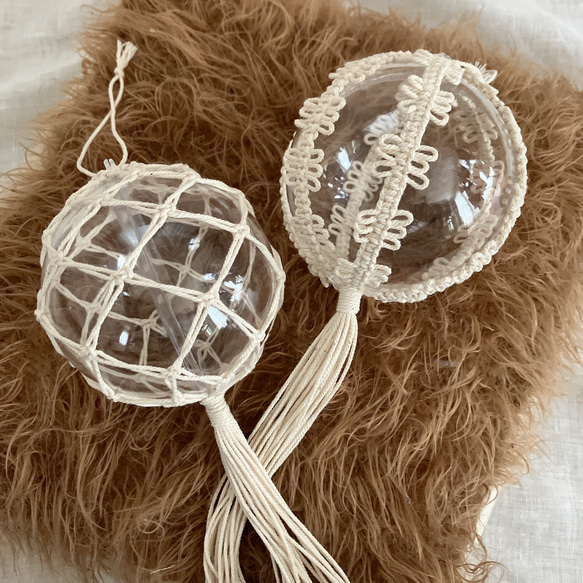 ◯8cm 6個set箱入り◯ クリアボールオーナメント　オーナメント　マクラメ 6枚目の画像
