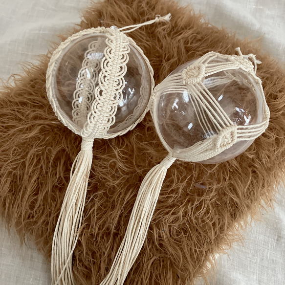 ◯8cm 6個set箱入り◯ クリアボールオーナメント　オーナメント　マクラメ 4枚目の画像