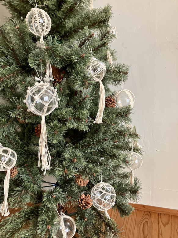 ◯8cm 6個set箱入り◯ クリアボールオーナメント　オーナメント　マクラメ 9枚目の画像