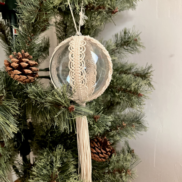 ◯8cm 6個set箱入り◯ クリアボールオーナメント　オーナメント　マクラメ 8枚目の画像