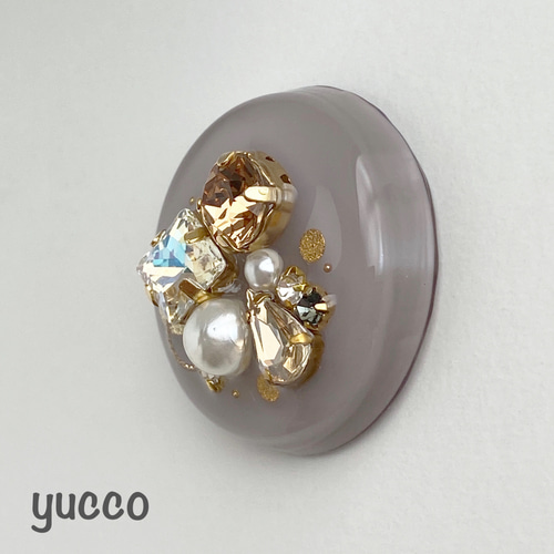 レジンヘアゴム グレージュ ビジュー 大人 パール レジンヘアゴム