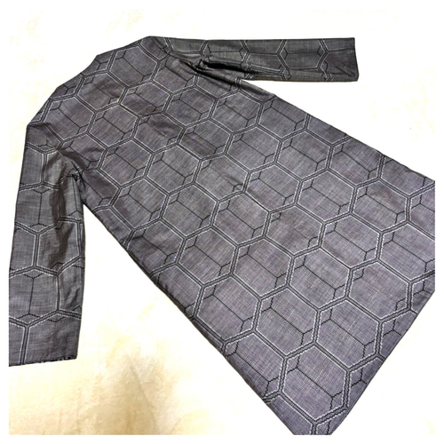 アンティーク大島紬のパッチワークコート リバーシブル 茶龍郷 受注