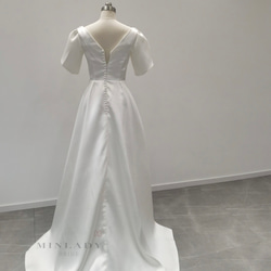 シルクサテン　スクエアネック　Aライン　ウェディングドレス 5枚目の画像