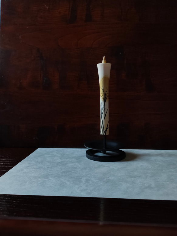 【月光】　ススキ　名月　絵ろうそく　贈り物　手土産　お供え　和蠟燭　伝統工芸品　キャンドル　Japanesecandle 2枚目の画像