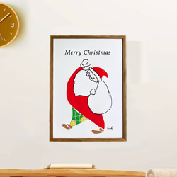 【クリスマス】【ポスター】お洒落なサンタのMerry Merry Christmas☆サンタクロース＊A4 1枚目の画像
