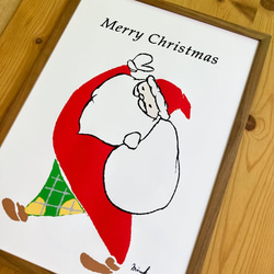 【クリスマス】【ポスター】お洒落なサンタのMerry Merry Christmas☆サンタクロース＊A4 3枚目の画像