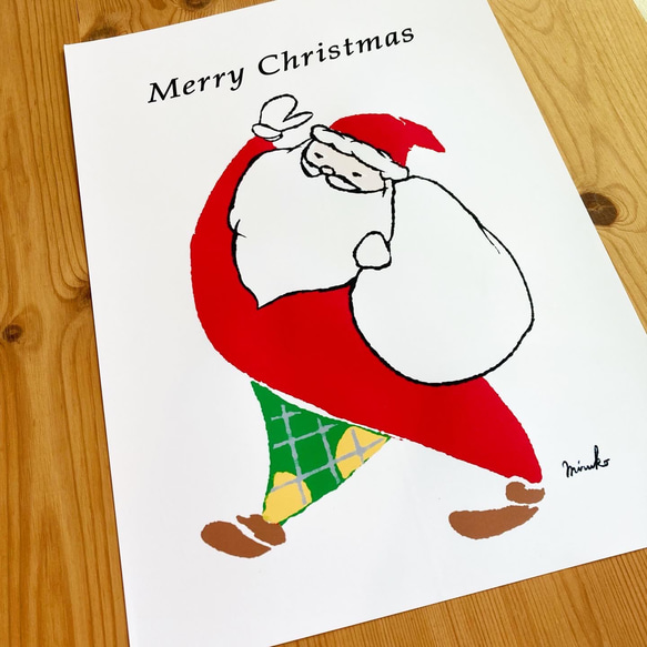 【クリスマス】【ポスター】お洒落なサンタのMerry Merry Christmas☆サンタクロース＊A4 6枚目の画像