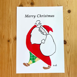 【クリスマス】【ポスター】お洒落なサンタのMerry Merry Christmas☆サンタクロース＊A4 5枚目の画像