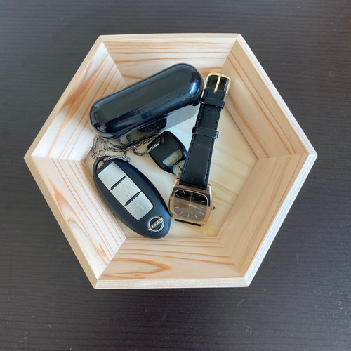 桧木の六角形トレイ（サイズ中） その他ケース MINI-KOUBOU36
