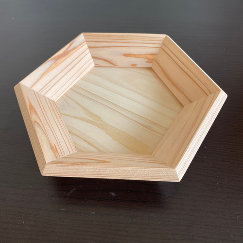 桧木の六角形トレイ（サイズ中） その他ケース MINI-KOUBOU36